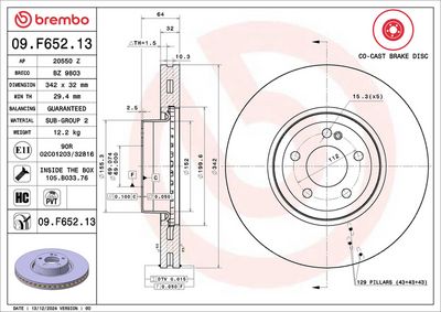 BREMBO 09F65213 tarcza ham. MERCEDES-BENZ (BBDC)