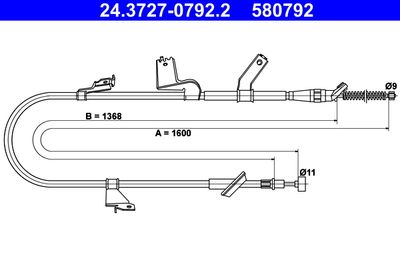 Тросик, cтояночный тормоз ATE 24.3727-0792.2
