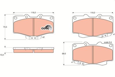 Комплект тормозных колодок, дисковый тормоз TRW GDB797