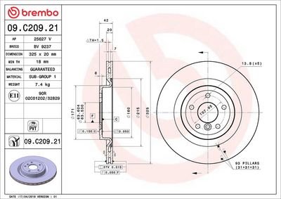 Тормозной диск BREMBO 09.C209.21