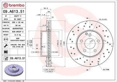 Тормозной диск BREMBO 09.A613.51