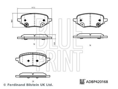 Bremžu uzliku kompl., Disku bremzes BLUE PRINT ADBP420168