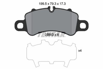 Bremžu uzliku kompl., Disku bremzes TEXTAR 2598301