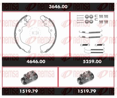 Bremžu komplekts, Trumuļu bremzes REMSA 3646.00