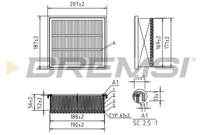 Воздушный фильтр BREMSI FA0212