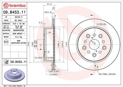 Тормозной диск BREMBO 09.B453.11