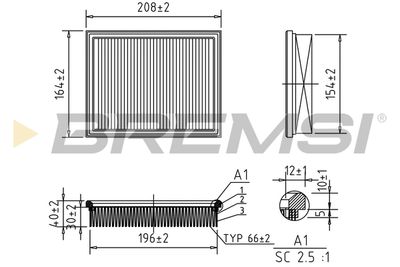 Воздушный фильтр BREMSI FA1250