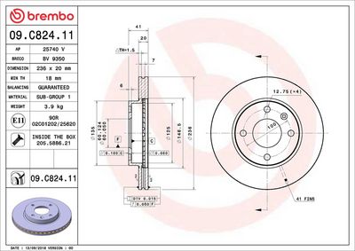Тормозной диск BREMBO 09.C824.11