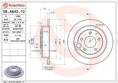Тормозной диск BREMBO 08.A643.10