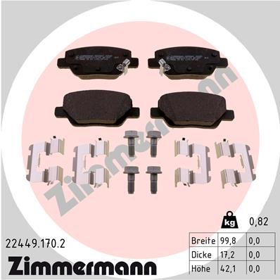 Bremžu uzliku kompl., Disku bremzes ZIMMERMANN 22449.170.2