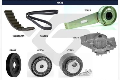 Ķīļrievu siksnu komplekts HUTCHINSON MK38