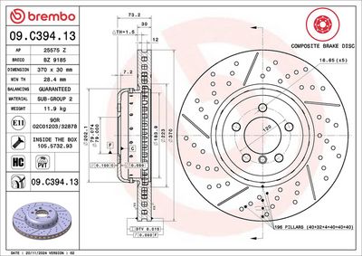 Тормозной диск BREMBO 09.C394.13