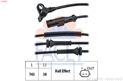 Датчик, частота вращения колеса FACET 21.0200