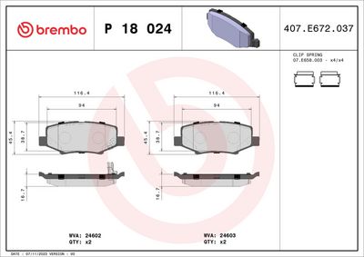 Bremžu uzliku kompl., Disku bremzes BREMBO P 18 024