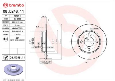 Тормозной диск BREMBO 08.D248.11