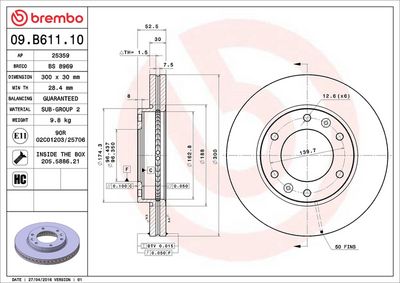 Bremžu diski BREMBO 09.B611.10