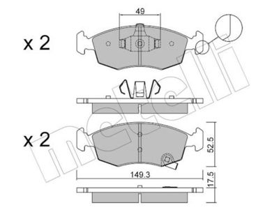 Bremžu uzliku kompl., Disku bremzes METELLI 22-0274-5