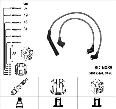 Augstsprieguma vadu komplekts NGK 9478