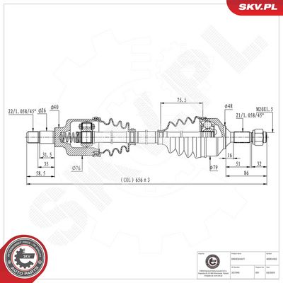 Piedziņas vārpsta ESEN SKV 40SKV452