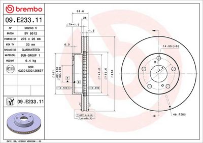 Bremžu diski BREMBO 09.E233.11