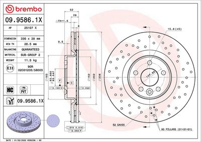 Тормозной диск BREMBO 09.9586.1X