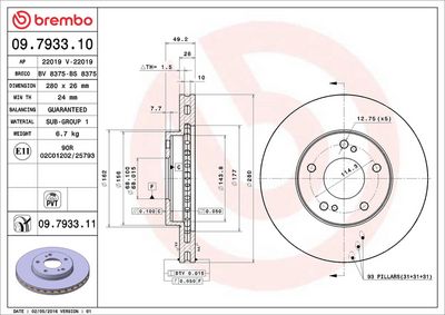 Bremžu diski BREMBO 09.7933.10