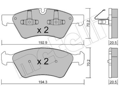 Комплект тормозных колодок, дисковый тормоз METELLI 22-0670-0