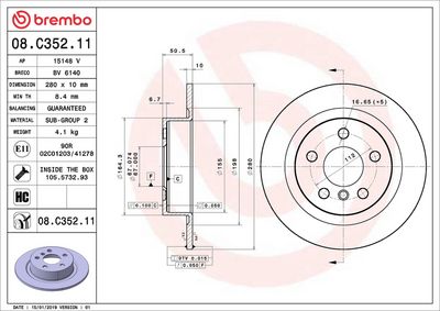 Тормозной диск BREMBO 08.C352.11