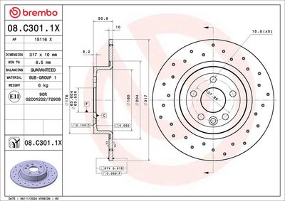 Тормозной диск BREMBO 08.C301.1X