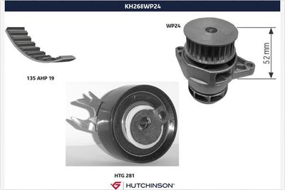 Ūdenssūknis + Zobsiksnas komplekts HUTCHINSON KH 268WP24