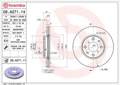 Тормозной диск BREMBO 09.A271.11