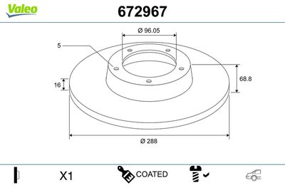 Тормозной диск VALEO 672967