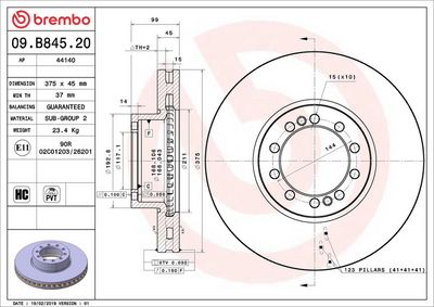 Bremžu diski BREMBO 09.B845.20