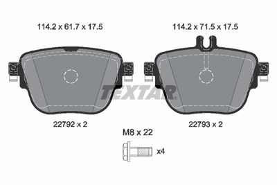 Комплект тормозных колодок, дисковый тормоз TEXTAR 2279201