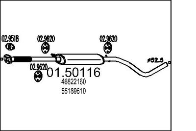 Vidējais izpl. gāzu trokšņa slāpētājs MTS 01.50116