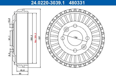 Тормозной барабан ATE 24.0220-3039.1