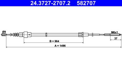 Тросик, cтояночный тормоз ATE 24.3727-2707.2