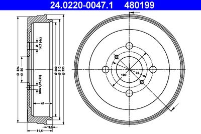 Тормозной барабан ATE 24.0220-0047.1