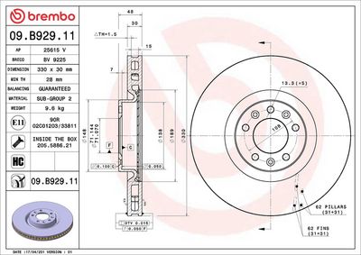 Тормозной диск BREMBO 09.B929.11