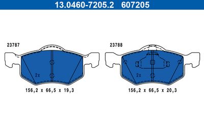 Bremžu uzliku kompl., Disku bremzes ATE 13.0460-7205.2