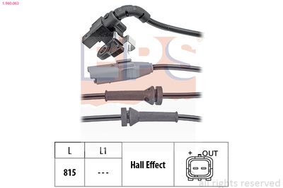Датчик, частота вращения колеса EPS 1.960.063