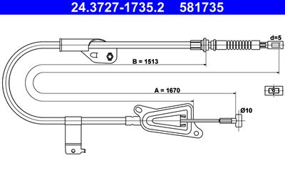 Тросик, cтояночный тормоз ATE 24.3727-1735.2