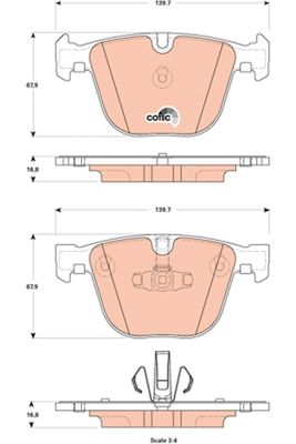 Bremžu uzliku kompl., Disku bremzes TRW GDB1857
