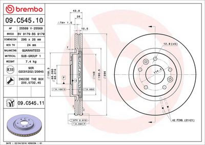 Тормозной диск BREMBO 09.C545.11