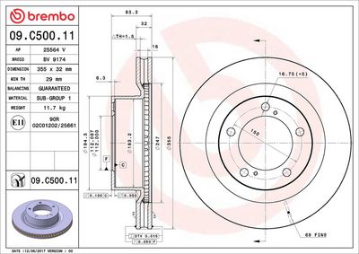 Тормозной диск BREMBO 09.C500.11