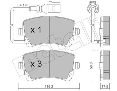 Комплект тормозных колодок, дисковый тормоз METELLI 22-0554-0