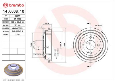 Bremžu trumulis BREMBO 14.C008.10