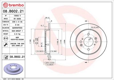 Bremžu diski BREMBO 08.B602.21