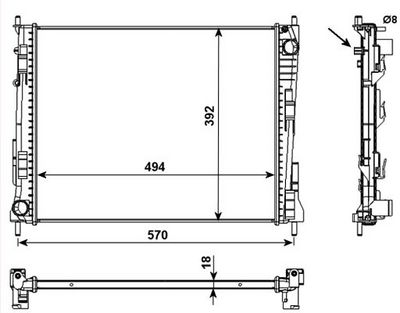 Радиатор, охлаждение двигателя NRF 53992