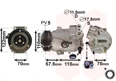 Компрессор, кондиционер VAN WEZEL 3700K606